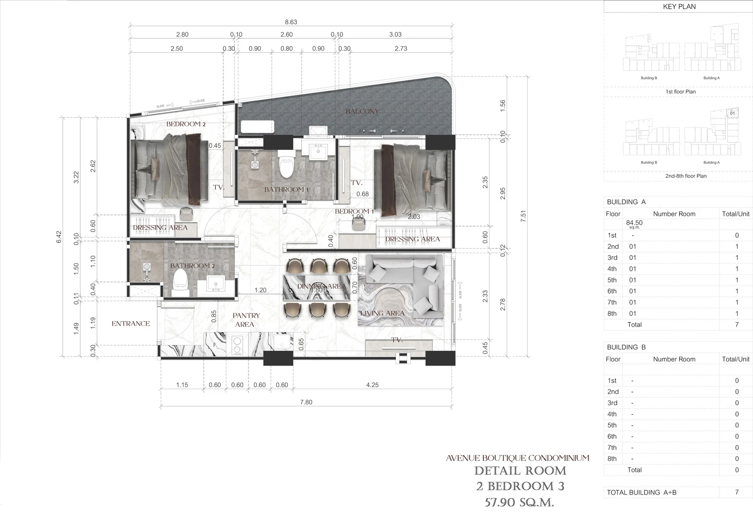 2 Bedroom 3 Large