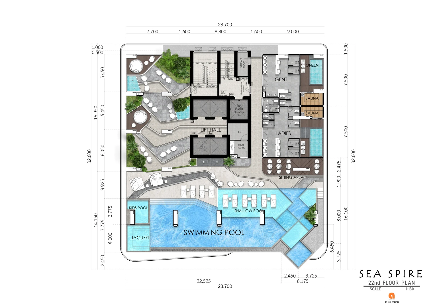 SEASPIRE JOMTIEN Floor Plan 22nd Floor Large