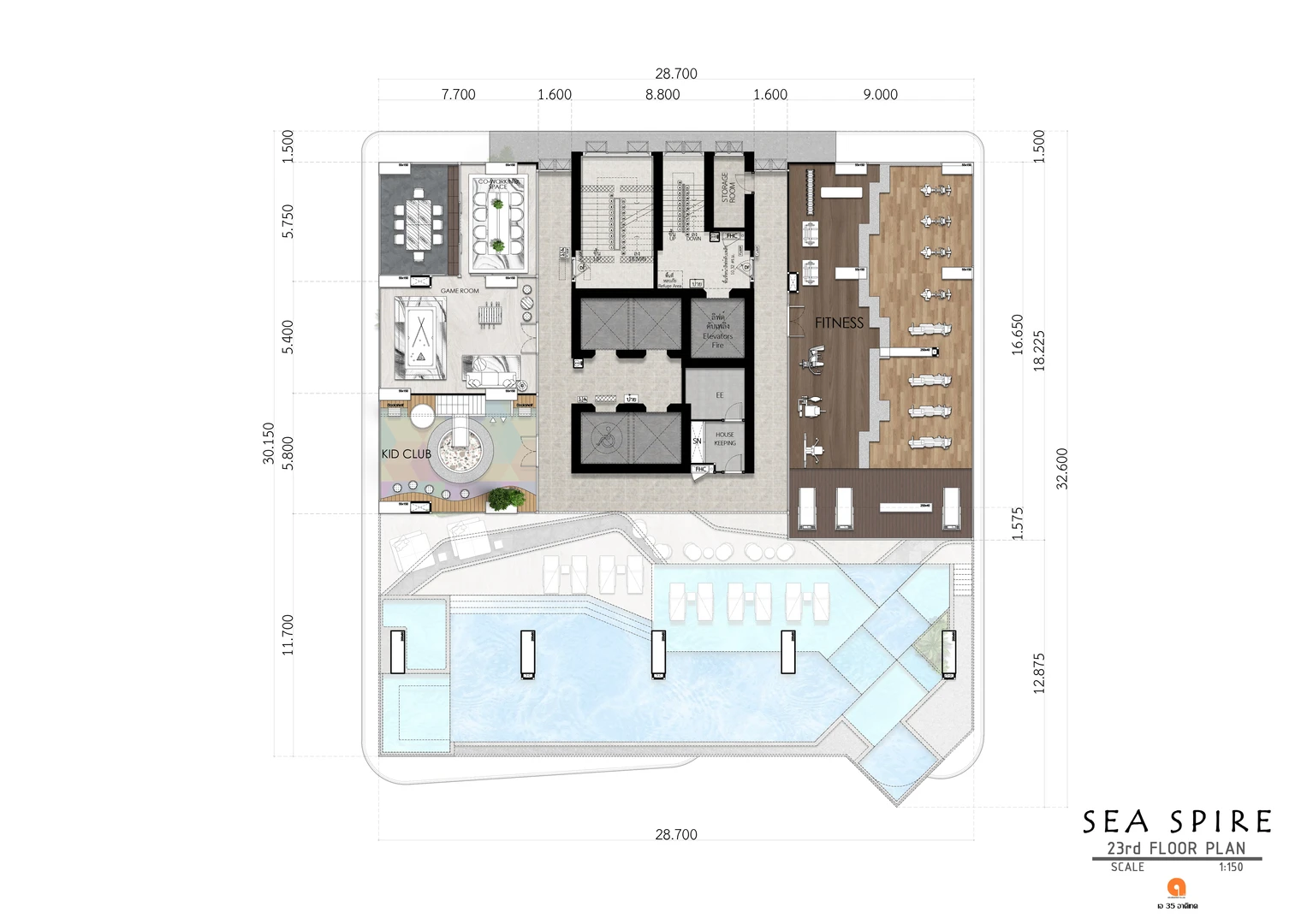 SEASPIRE JOMTIEN Floor Plan 23rd Floor Large