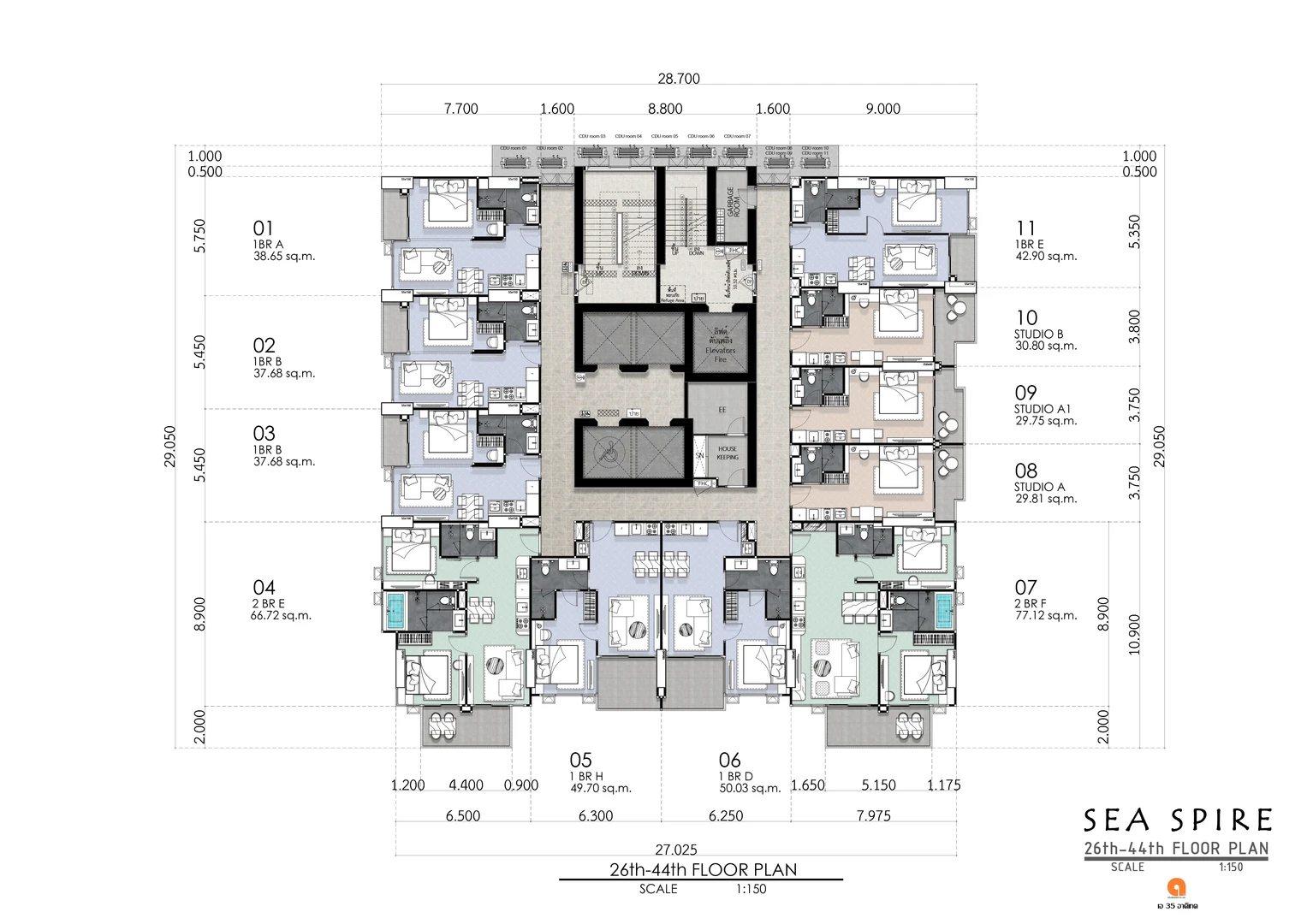 SEASPIRE JOMTIEN Floor Plan 26th 44th Floor Copy Large