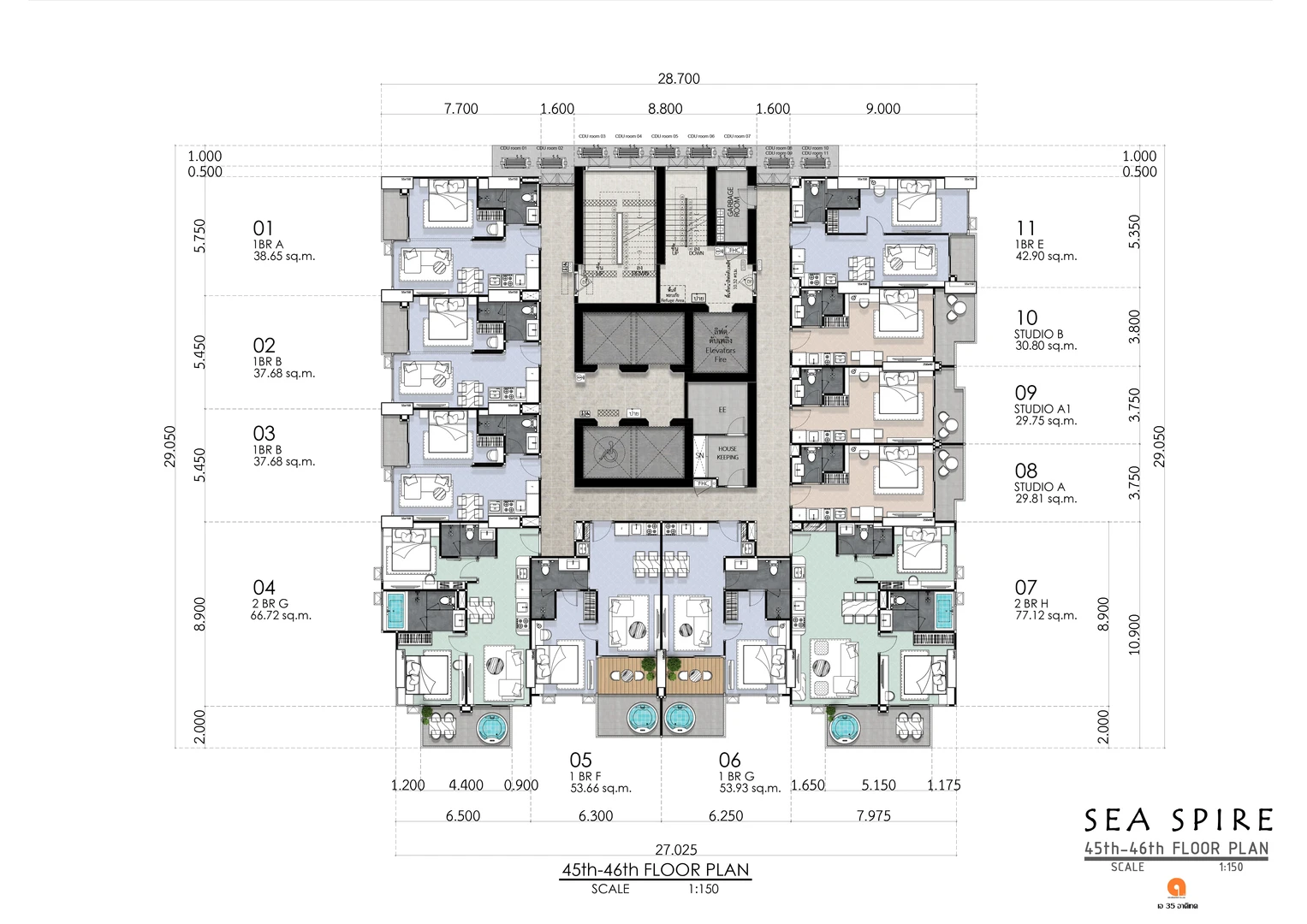 SEASPIRE JOMTIEN Floor Plan 45th 46th Floor Copy Large
