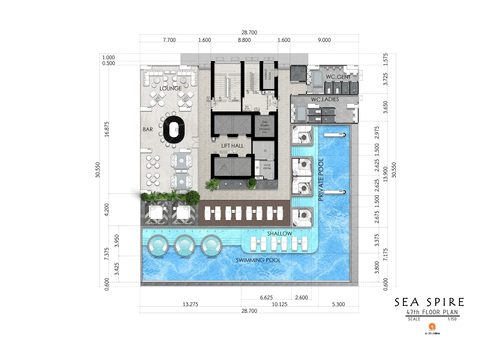 SEASPIRE JOMTIEN Floor Plan 47th Floor Large