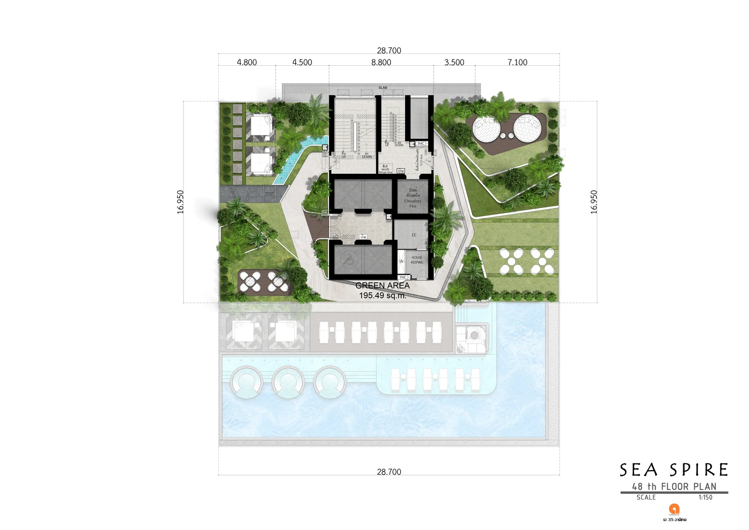 SEASPIRE JOMTIEN Floor Plan 48th Floor Large