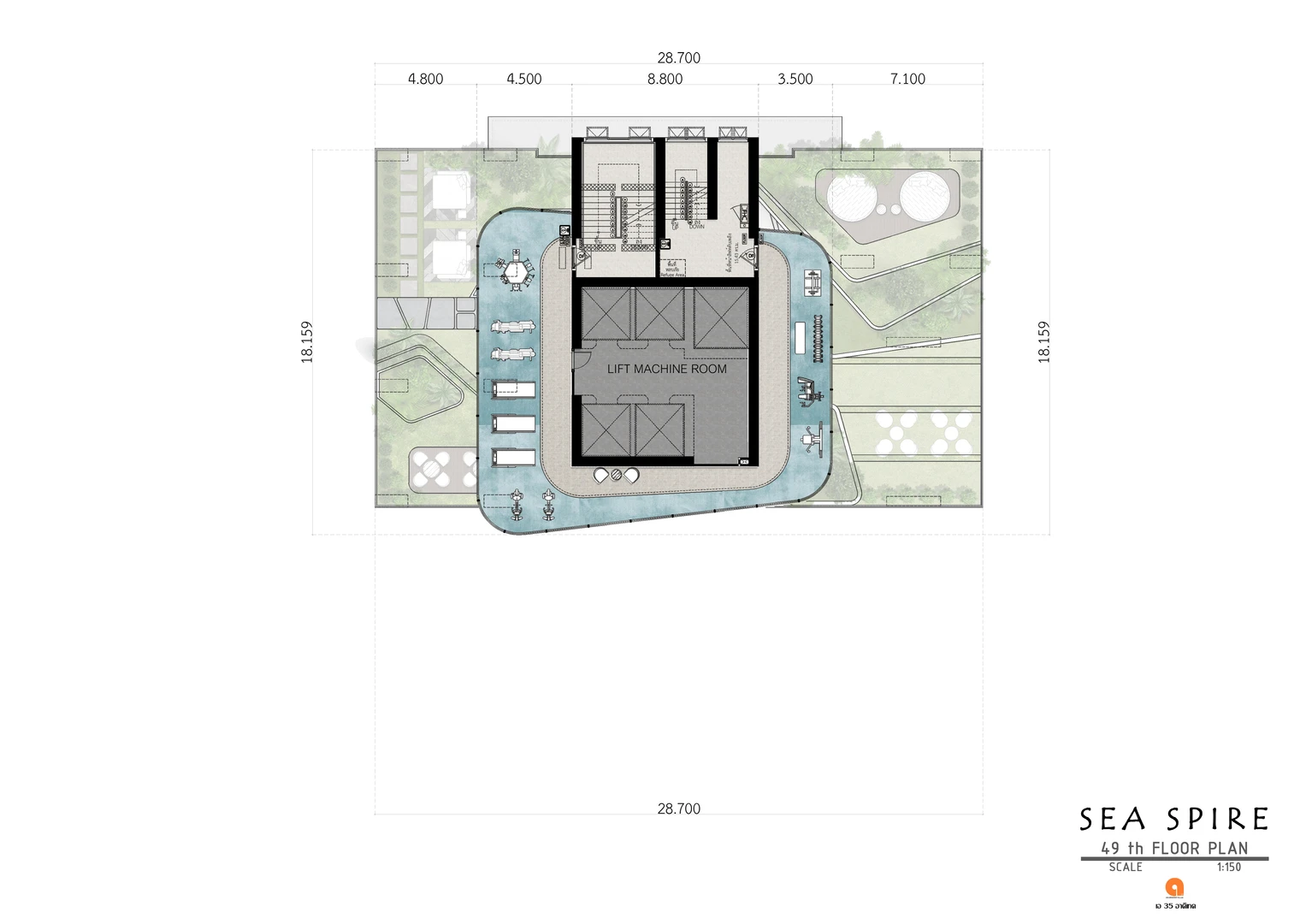 SEASPIRE JOMTIEN Floor Plan 49th Floor Large