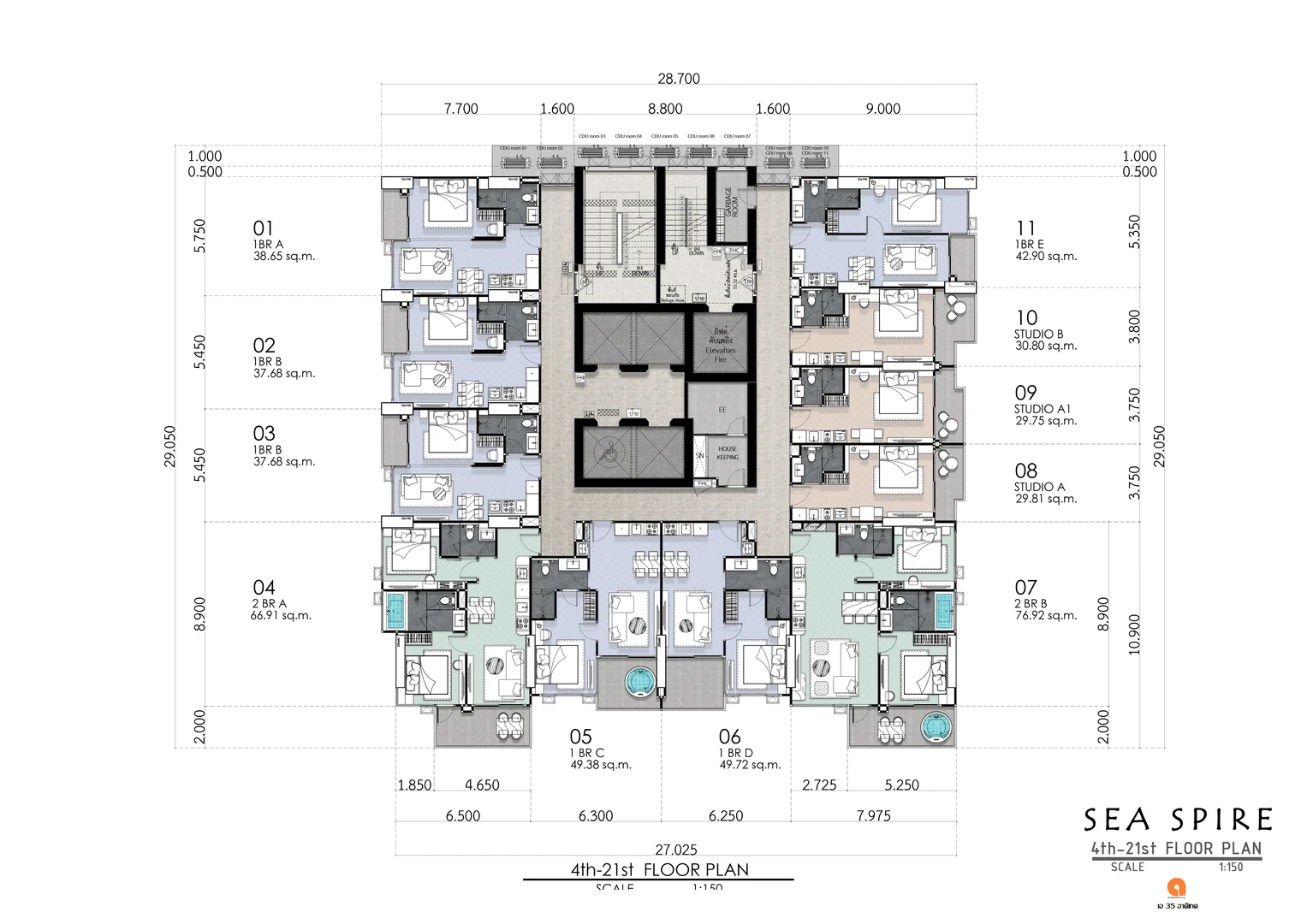SEASPIRE JOMTIEN Floor Plan 4th 21st Floor Copy Large